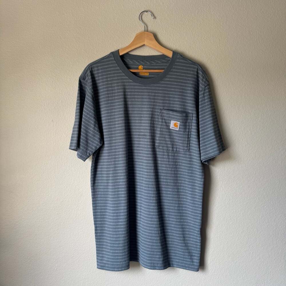 Carhartt Original Fit Striped Pocket T Shirt Gray Workwear Small
